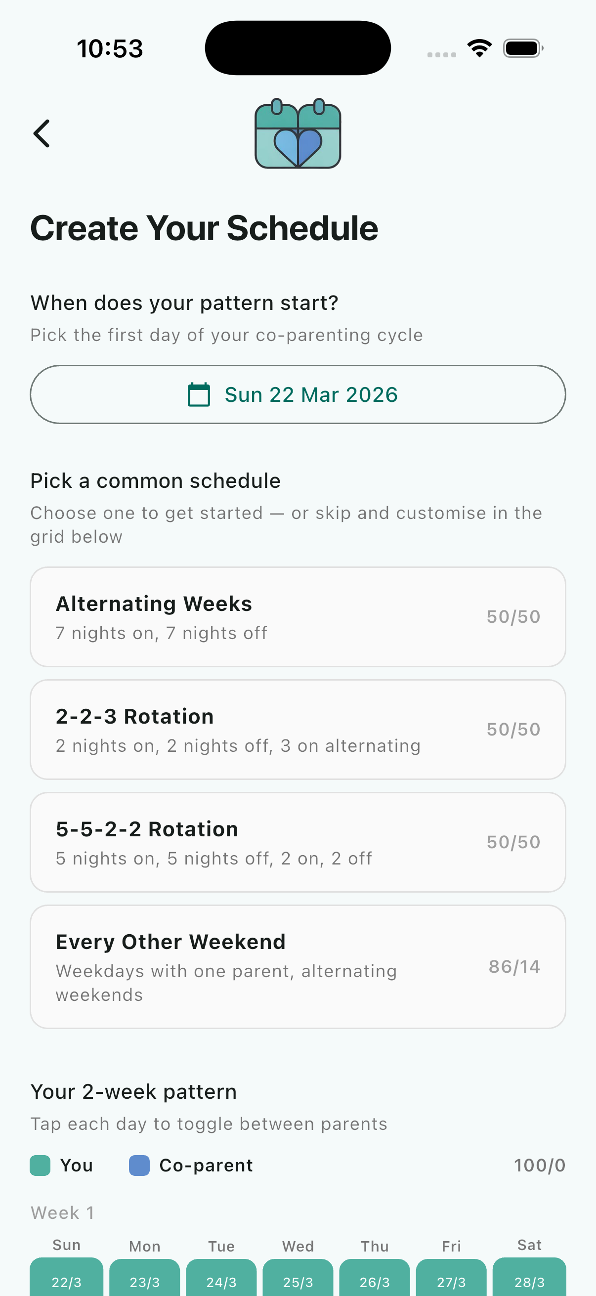 Create your co-parenting schedule